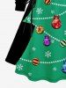 Plus Size Cosplay Christmas Tree Ball Snowflake Print Lace Up A Line Hooded Dress -  