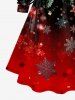 Plus Size Christmas Snowflake Dip Dye Ombre Print Lace Up A Line Hooded Dress -  