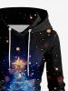 Plus Size Glitter Christmas Tree Galaxy Print Lace Up A Line Hooded Dress -  