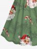 Plus Size Christmas Santa Claus Gift Letter Candy Branch Print Cinched A Line Dress -  