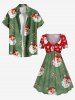 Plus Size Christmas Santa Claus Gift Letter Candy Branch Print Cinched A Line Dress -  