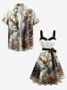 Robe trapèze à boutons, imprimé floral vintage, grande taille, motif sapin de Noël et bal des élans, ceinture amovible - Abricot L