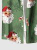 Chemise à poches boutonnées grande taille pour homme, imprimée Père Noël, branches de bonbons et bonbons. - Vert 6XL