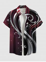 Chemise à poches boutonnées grande taille pour homme, imprimé ombré et boules de Noël. - Noir S