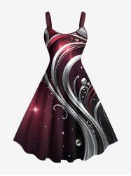 Robe trapèze grande taille à imprimé ombré et boule de Noël - Noir 4X