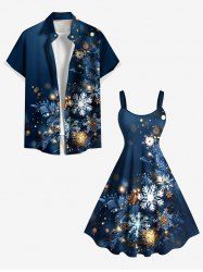 Christmas Snowflake Leaf Glitter 3D Print Plus Size Matching Outfit For Couples -  