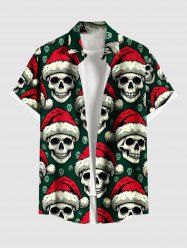 Chemise à poches boutonnées avec bonnet de Noël grande taille pour homme - Vert 6XL