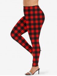 Plus Size Christmas Plaid Print Leggings -  