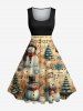 Christmas Tree Snowman Ombre Music Symbol Print Plus Size Matching Outfit For Couples -  