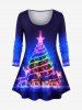 Christmas Tree Elk Light Glitter 3D Print Plus Size Matching Set -  