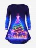 Christmas Tree Elk Light Glitter 3D Print Plus Size Matching Set -  