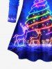 Christmas Tree Elk Light Glitter 3D Print Plus Size Matching Set -  
