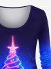 Christmas Tree Elk Light Glitter 3D Print Plus Size Matching Set -  