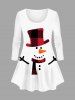 Christmas Snowman Plaid Print Plus Size Matching Set -  