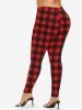 Christmas Snowman Plaid Print Plus Size Matching Set -  