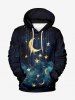 Ensemble assorti grande taille pour couples, imprimé galaxie lune étoile et pompons - Noir 