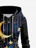 Ensemble assorti grande taille pour couples, imprimé galaxie lune étoile et pompons - Noir 