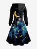 Ensemble assorti grande taille pour couples, imprimé galaxie lune étoile et pompons - Noir 