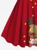 Plus Size Christmas Light Elk Print A Line Dress -  