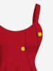 Plus Size Christmas Light Elk Print A Line Dress -  