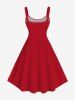 Plus Size Christmas Light Elk Print A Line Dress -  
