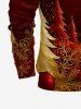 Polo grande taille à imprimé de feuilles de sapin de Noël et demi-zip pour homme - Rouge 3XL