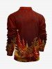 Polo grande taille à imprimé de feuilles de sapin de Noël et demi-zip pour homme - Rouge 3XL