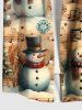 Plus Size Christmas Tree Snowman Ombre Music Symbol Print Button Pocket Shirt For Men -  