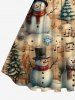 Plus Size Christmas Tree Snowman Ombre Music Symbol Print Vintage Swing A Line Dress -  