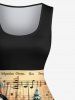 Robe trapèze vintage grande taille, imprimé ombré sapin de Noël bonhomme de neige et symboles musicaux - Noir 2X