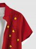 Chemise à poches boutonnées grande taille pour homme, imprimée de lumières de Noël et de motifs d'élans. - Rouge 6XL