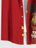 Chemise à poches boutonnées grande taille pour homme, imprimée de lumières de Noël et de motifs d'élans. - Rouge 6XL