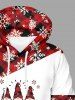 Plus Size Christmas Santa Claus Snowflake Plaid Print Drawstring Pockets Hoodie For Men -  