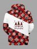 Plus Size Christmas Santa Claus Snowflake Plaid Print Drawstring Pockets Hoodie For Men -  
