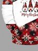 Plus Size Christmas Santa Claus Snowflake Plaid Print Drawstring Pockets Hoodie For Men -  