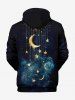 Plus Size Galaxy Moon Star Tassel Print Drawstring Pockets Hoodie For Men -  