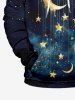 Plus Size Galaxy Moon Star Tassel Print Drawstring Pockets Hoodie For Men -  