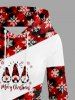Plus Size Christmas Santa Claus Snowflake Plaid Print Lace Up Drawstring Hoodie Dress -  