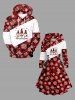 Plus Size Christmas Santa Claus Snowflake Plaid Print Lace Up Drawstring Hoodie Dress -  