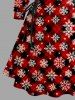 Plus Size Christmas Santa Claus Snowflake Plaid Print Lace Up Drawstring Hoodie Dress -  