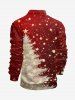 Plus Size Christmas Tree Star Light Glitter 3D Print Zipper Polo Shirt For Men -  