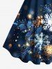 Robe débardeur grande taille imprimée flocons de neige et feuilles à paillettes en 3D - Bleu Marine 3X