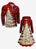 Plus Size Christmas Tree Star Light Glitter 3D Print Lace Up Drawstring Hoodie Dress -  