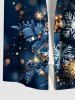 Plus Size Christmas Snowflake Leaf Glitter 3D Print Buttons Pocket Shirt For Men -  