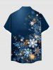 Plus Size Christmas Snowflake Leaf Glitter 3D Print Buttons Pocket Shirt For Men -  