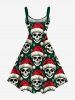 Robe débardeur imprimée de crânes et de bonnets de Noël grande taille - Vert XXS