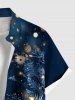 Chemise à poches boutonnées grande taille pour homme, imprimée en 3D avec flocons de neige et feuilles pailletées, motif Noël. - Bleu Marine 6XL