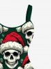 Plus Size Christmas Hat Skulls Print Tank Dress -  