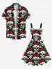 Plus Size Christmas Hat Skulls Print Tank Dress -  