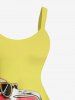Plus Size Flamingo Coconut Tree Fruit Juice Seascape Print Hawaii Tank Dress -  